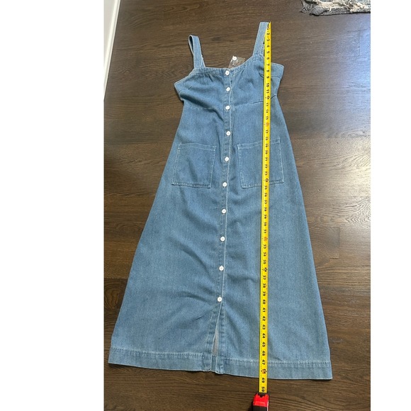 NEW Petal & Pub Denim Button Front Midi Dress Casual Jean Dress Sleeveless sz S - Picture 7 of 10